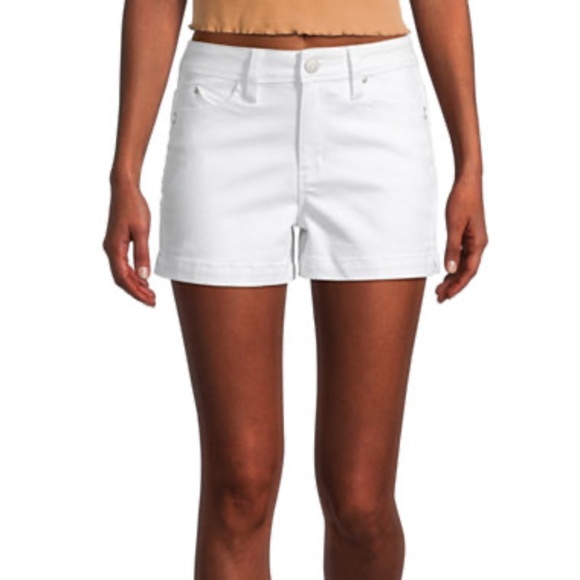 NWT Ymi Womens High Rise 3" White Denim Short - Picture 1 of 11